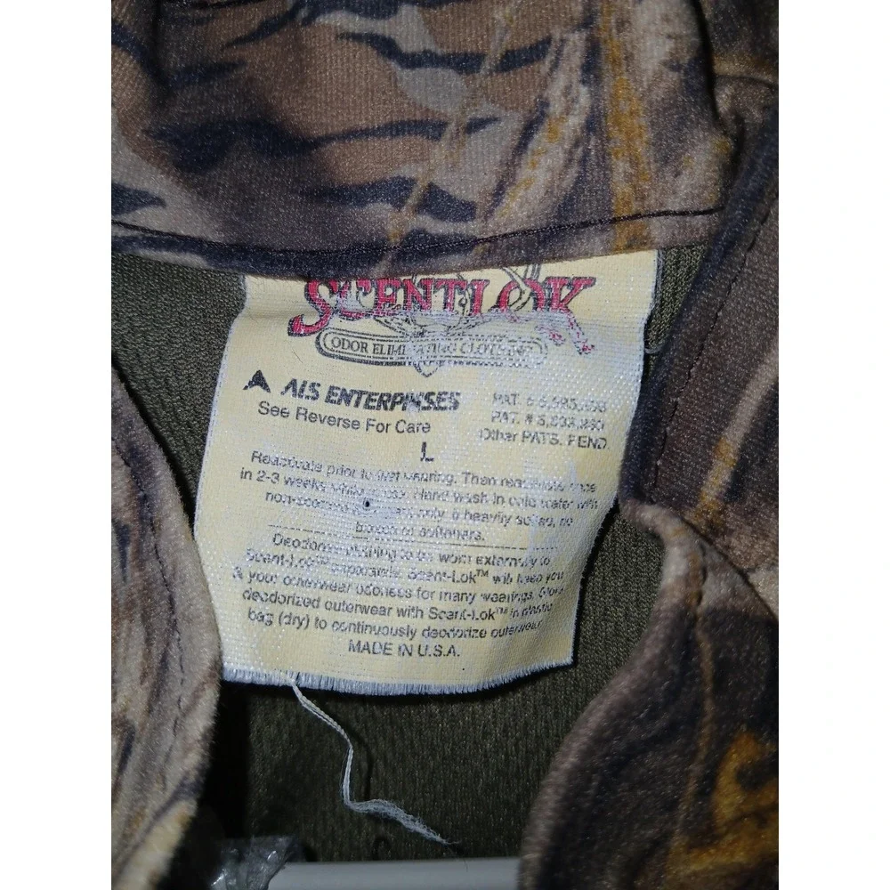 Scent-Lok Jacket Mens Large Camo Full Zip Odor Eliminating‎ Hunting Made in USA